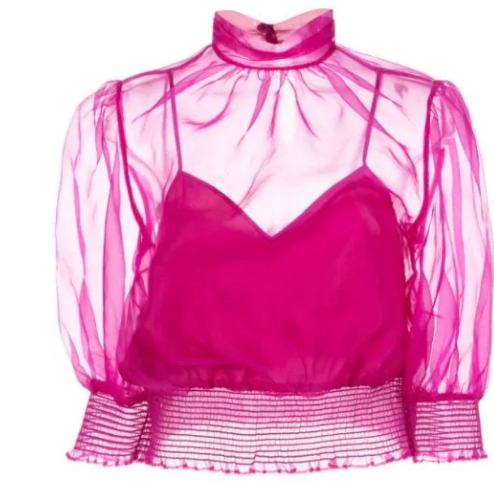 Cinq à Sept Pink Sheer Top
